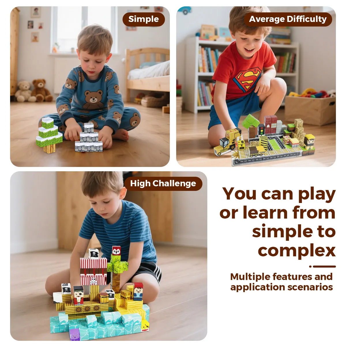 100 Buah Blok Bangunan Magnetik untuk Anak Usia 3+ - Mainan Sensorik Konstruksi STEM |   Mainan Anak Belajar Prasekolah Dengan Tas Penyimpanan