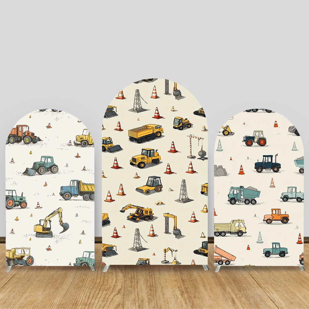 

Under Construction Construction Vehicle Arch Photography Backdrop Excavator Truck Boy Birthday Party Baby Shower Decoration Prop