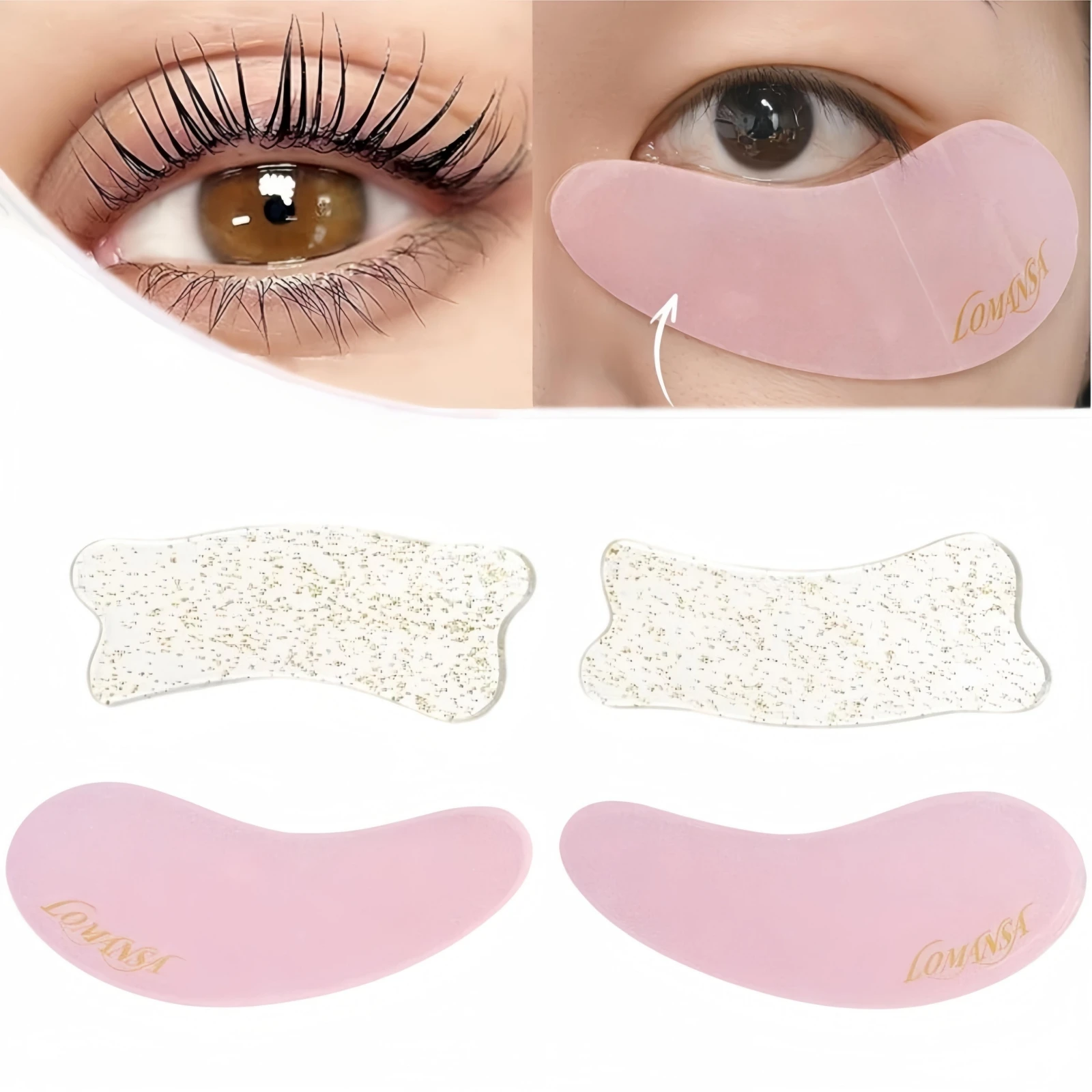 Lomansa Lash Lift Pads 4 PCS Reusable Silicone Lash Lift Lower Lash Eye Patches For Lash Lift Extensions Perm and Lamination