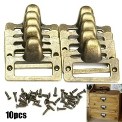 10 PCS Cabinet Drawer Label Pulls Antique Style Brass Tag File Name Card Holder Frame For Jewelry Box Gift Box Cupboard Pulls