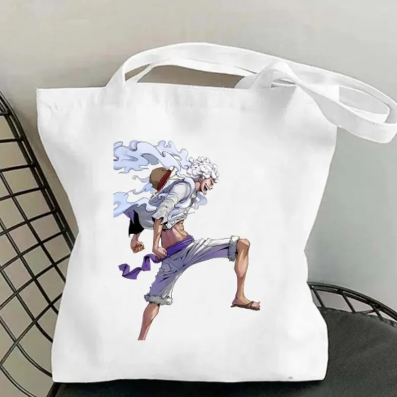 Bilibili One-L-Luffy-gear-5-P-Piece Women Shoulder Bags Casual Handbag Tote Bag Large Capacity Cotton Shopping Bag