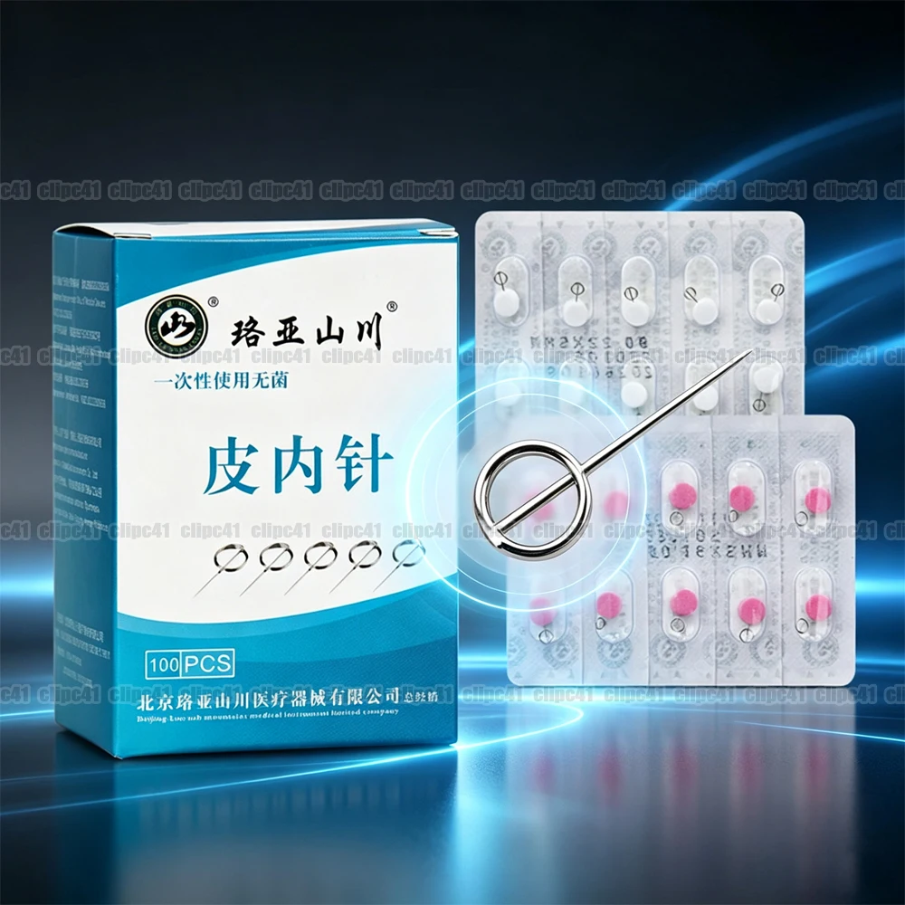 100-1000Pcs Disposable Intradermal Needle Tiny Acupuncture Needle Ring Handle Sterile Press Needles Weeny Skin Beauty Massage