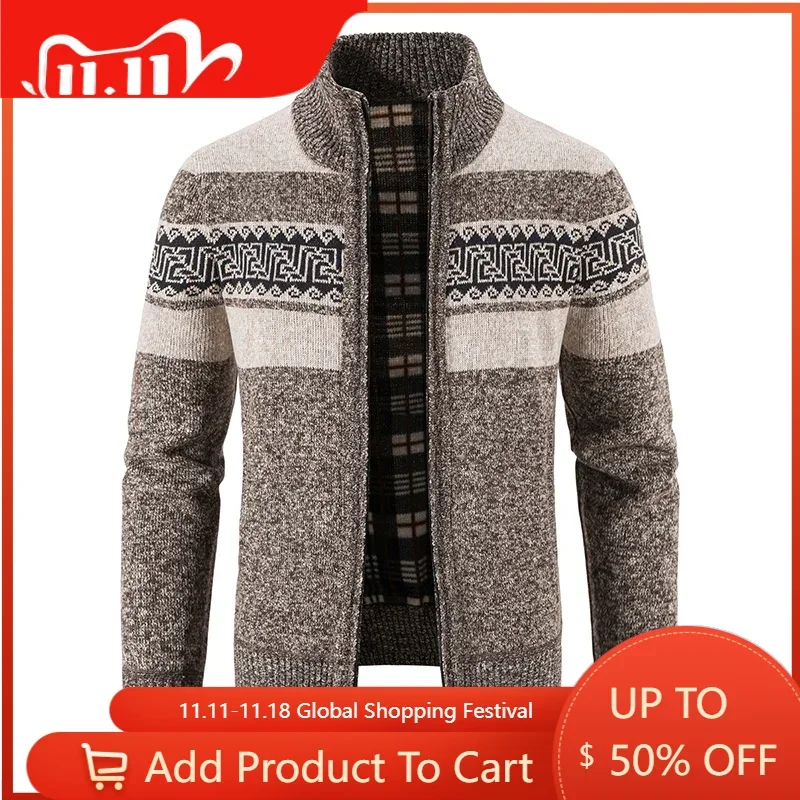 Men Winter Cardigans Knitted Sweaters New Male Thicker Warm Casual Sweatercoats Good Quality Male Slim Sweaters Jackets Size 3XL