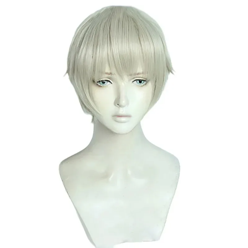 High Quality Anime COS Inumaki Toge Cosplay Wig Short Linen Grey Heat Resistant Hair Halloween Party Role Play Wigs + A Wig Cap