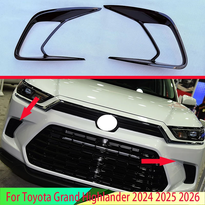

For Toyota Grand Highlander 2024 2025 2026 Car Accessories ABS Chrome Front Fog Light Lamp Cover Trim Molding Bezel Garnish