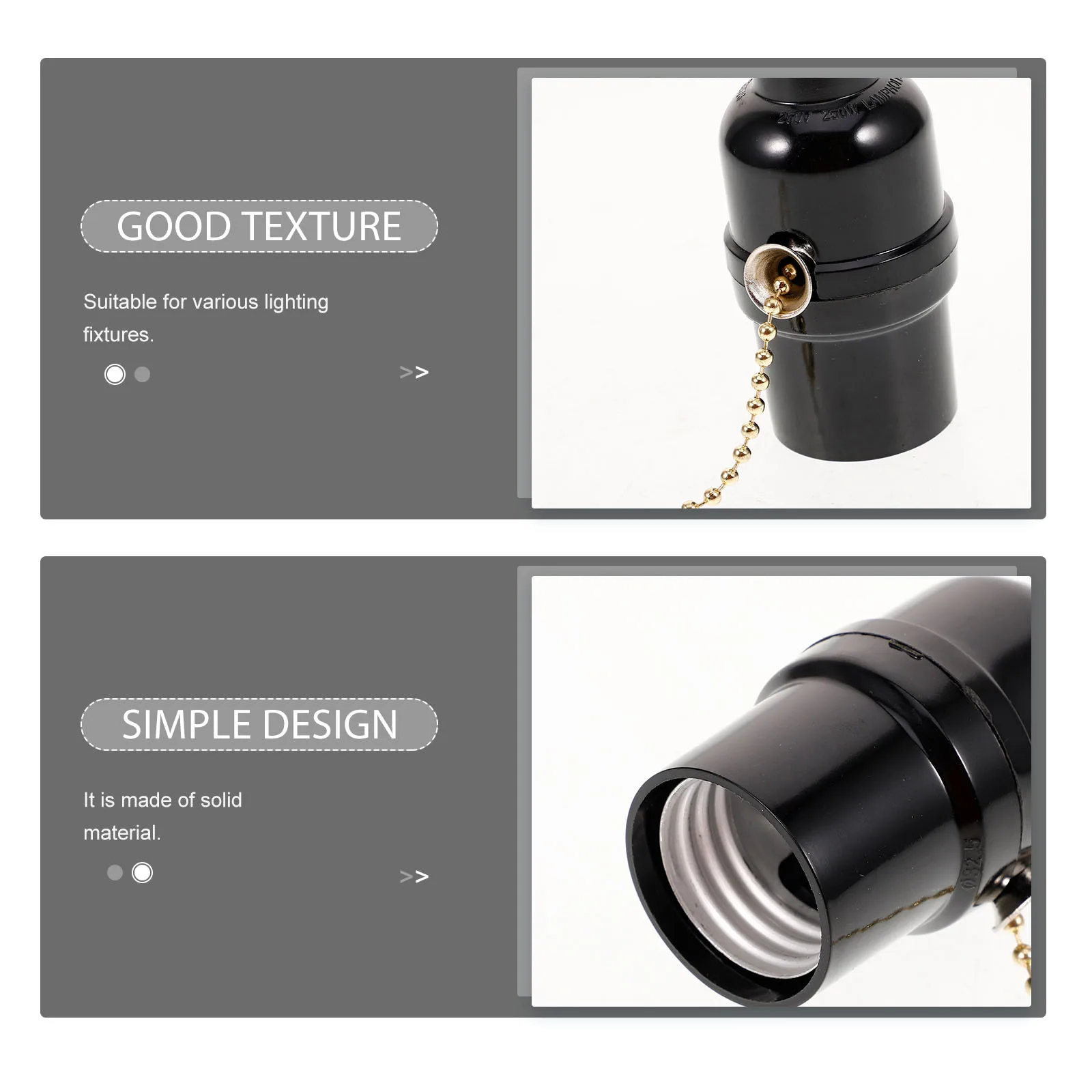 

Светильник с тяговой цепочкой E26, патрон для потолочного светильника, черный, стандартная лампа США, совместимая, простая установка, запасная часть, светодиодная лампа