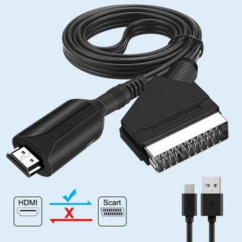 HDMI To SCART อะแดปเตอร์ Video Audio Upscale แปลง PAL/NTSC สำหรับ HD TV DVD กล่องสัญญาณ Upscale อุปกรณ์เสริม
