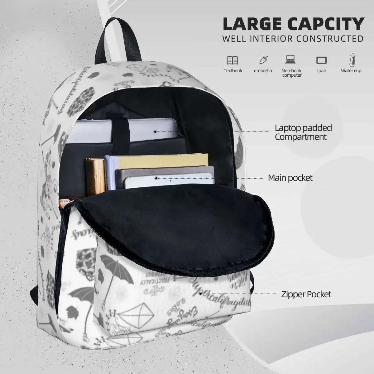 Mary Poppins zaini borsa per libri per studenti di grande capacità borsa a tracolla zaino per Laptop zaino da viaggio di moda borsa da scuola per