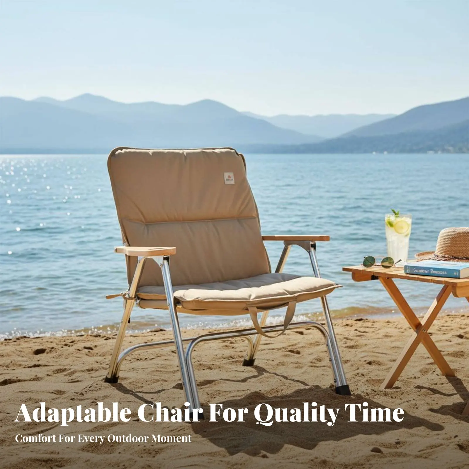 Padded Folding Armchair Foldable Design Lightweight Foldable Seat Detachable Pad No Assembly Required for Outdoors, Beach - view 2