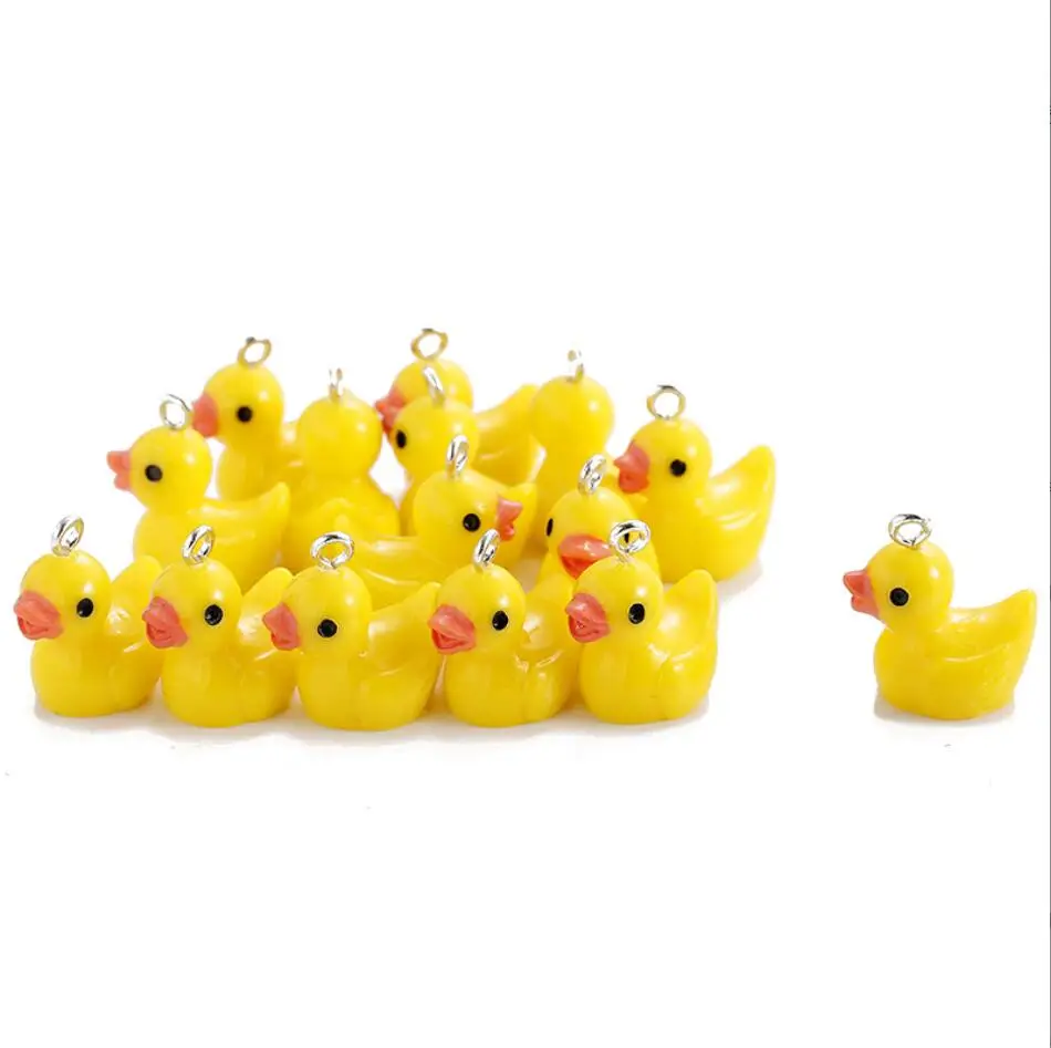 

50pcs Cute Duck Resin Charms Earring Pendants for DIY Findings Necklace Keychain Jewelry Making Accessories 20*16mm F0092