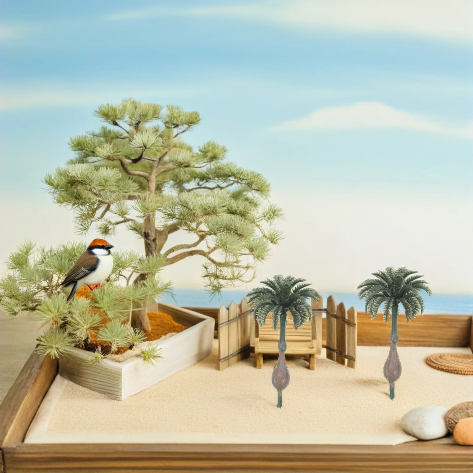 

15Pcs Artificial Coconut Palm Trees Mini Plastic Moss Garden DIY Fairy Landscape Train Scenery Cake Topper Coconut Tree Decor