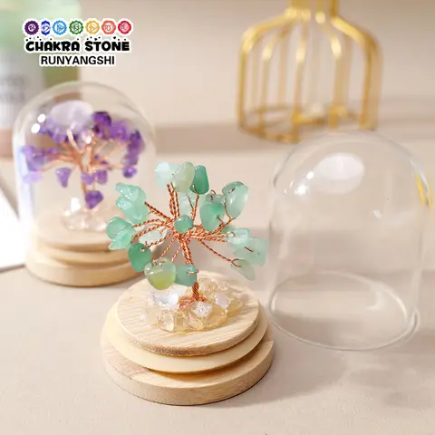 1PC Natural Crystal Glass Floating bottle tree Wishing Bottle Lucky Tree Healing Stone Lucky Drifting Bottle Birthday Gifts