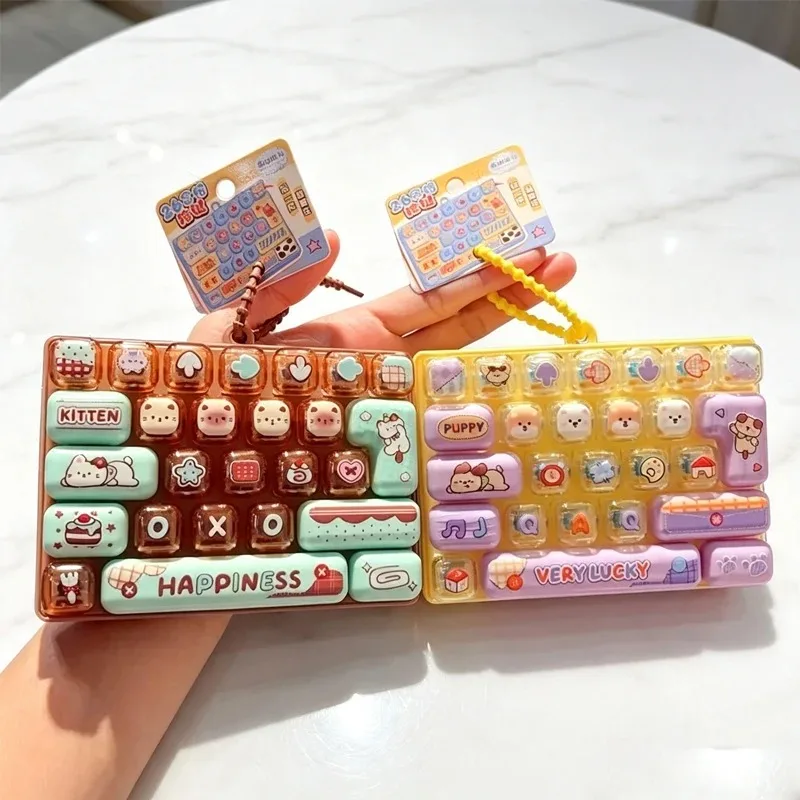 //In Stock 26Grid Keycap /;Clicker Anti Stress Fidget Keyboard Keychain Decompression Button Cartoon Party Favor Gift 26구 키캡 키링
