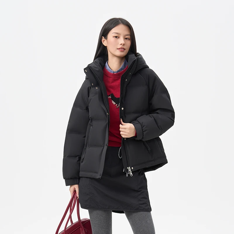 Chericom Leichte Pufferjacke, farbblockierte, abnehmbare Kapuze, verstellbare Manschetten, Daunenmantel, verdickte Pendelmäntel Y318128Y