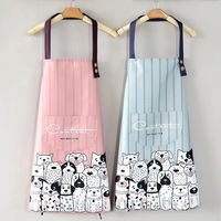 Cute Cartoon Prints Kitchen Apron Waterproof Oil-proof Antifouling Barista Apron Wear-resistant Household Restaurant Uniform