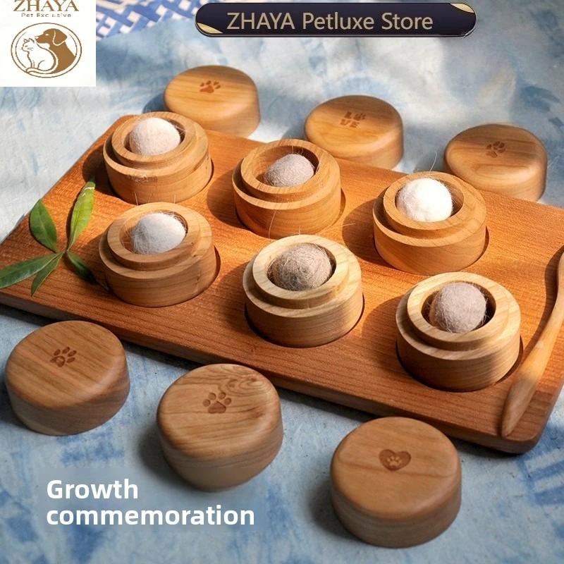 ZHAYA Pet Keepsake Wooden Box Cat Dog Baby Fur Hair Storage Memorial Case Custom Engraved Name Gift for Owner