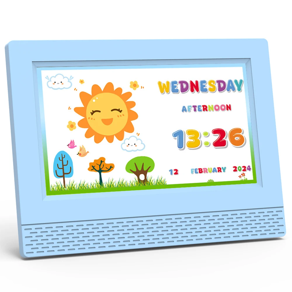 

LED Colorful Text Display Time with 17 Voice Daily Tasks Reminder and Adjustable Brightness Kid Digital Alarm Clock for Desktop
