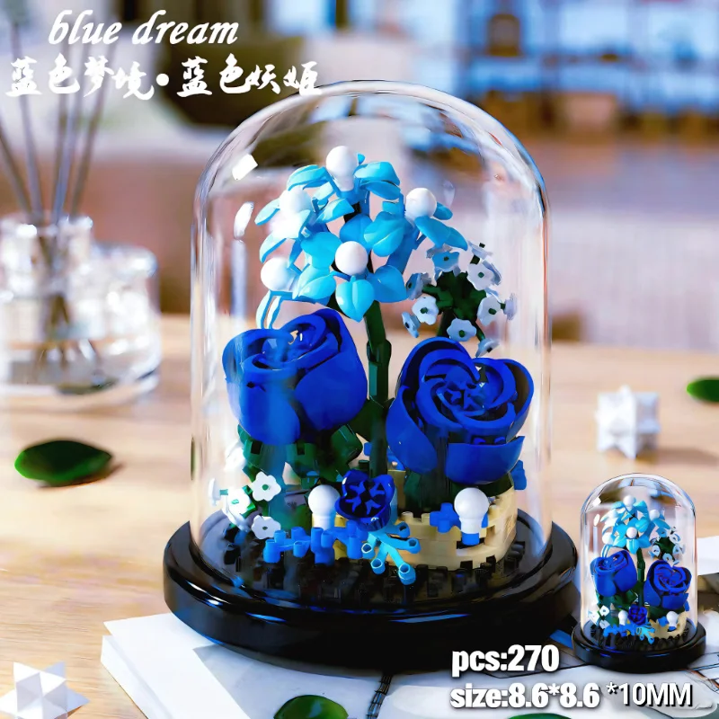 Bloembouwstenen Eeuwige bloemen Elegante droombloembak Zonnebloem Plant Puzzel Speelgoed Kerstcadeau voor meisjes Volwassenen