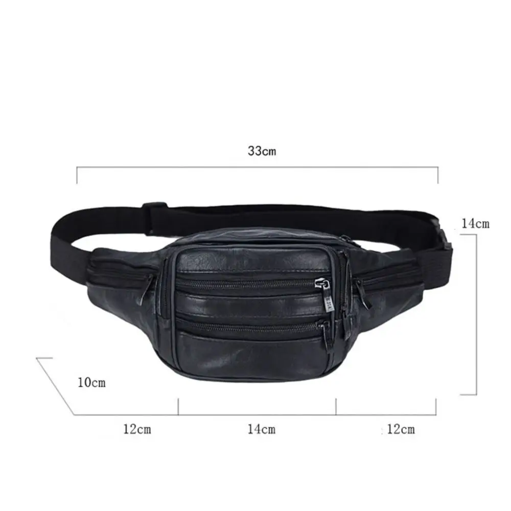 Genuine Leather Waist Bag Fanny Pack Waterproof Zipper Sacks Slingpack Large Capacity Phone Bag Travel