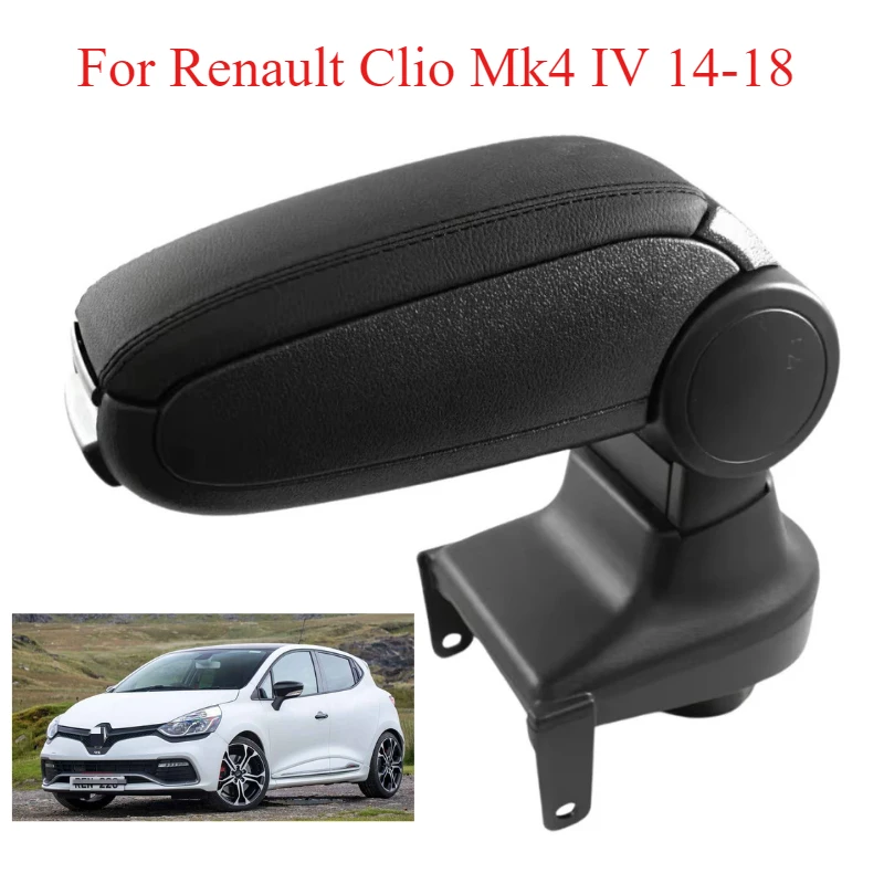 

For Renault Clio Mk4 IV 14-18 Armrest Arm Rest Centre Console Storage Box Leather Original Fit LHD Car Interior Accessories