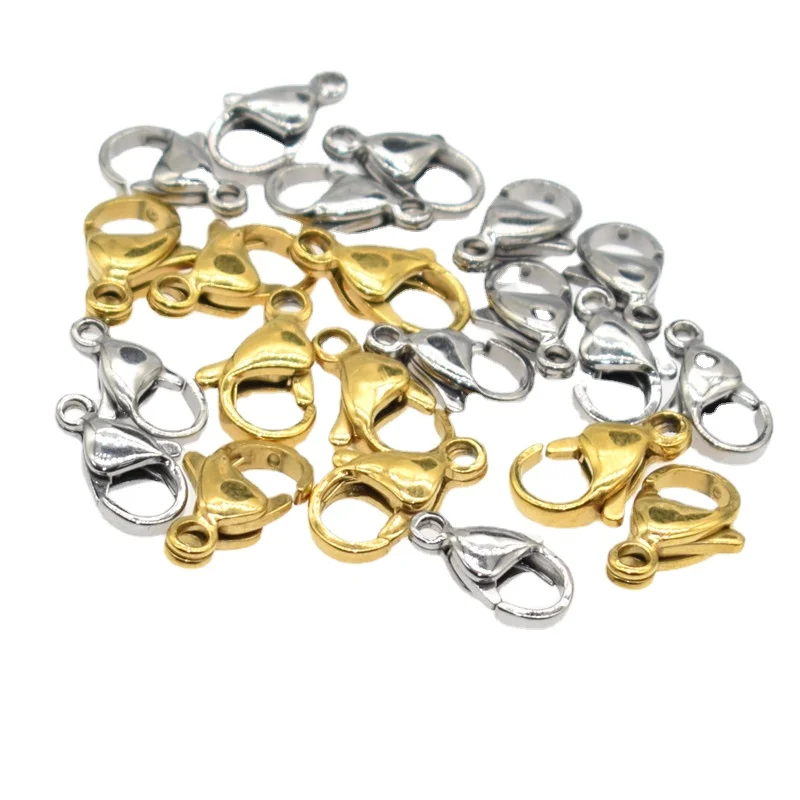 Steel/Silver Plated Copper Lobster Clasp Bracelet Links, 10pcs