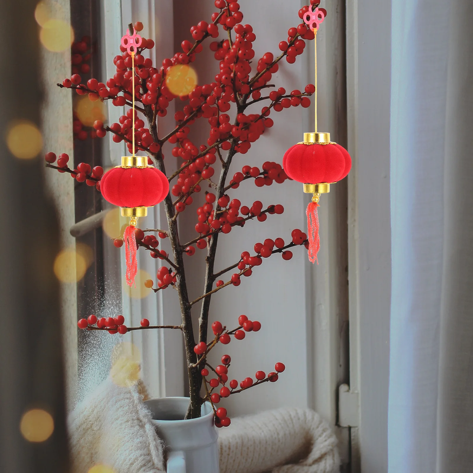 

25Pcs Chinese Lantern Hanging Ornaments Festive Small Lanterns for Bonsai Potted Plants Windows Doors Cars Homes Parties Schools