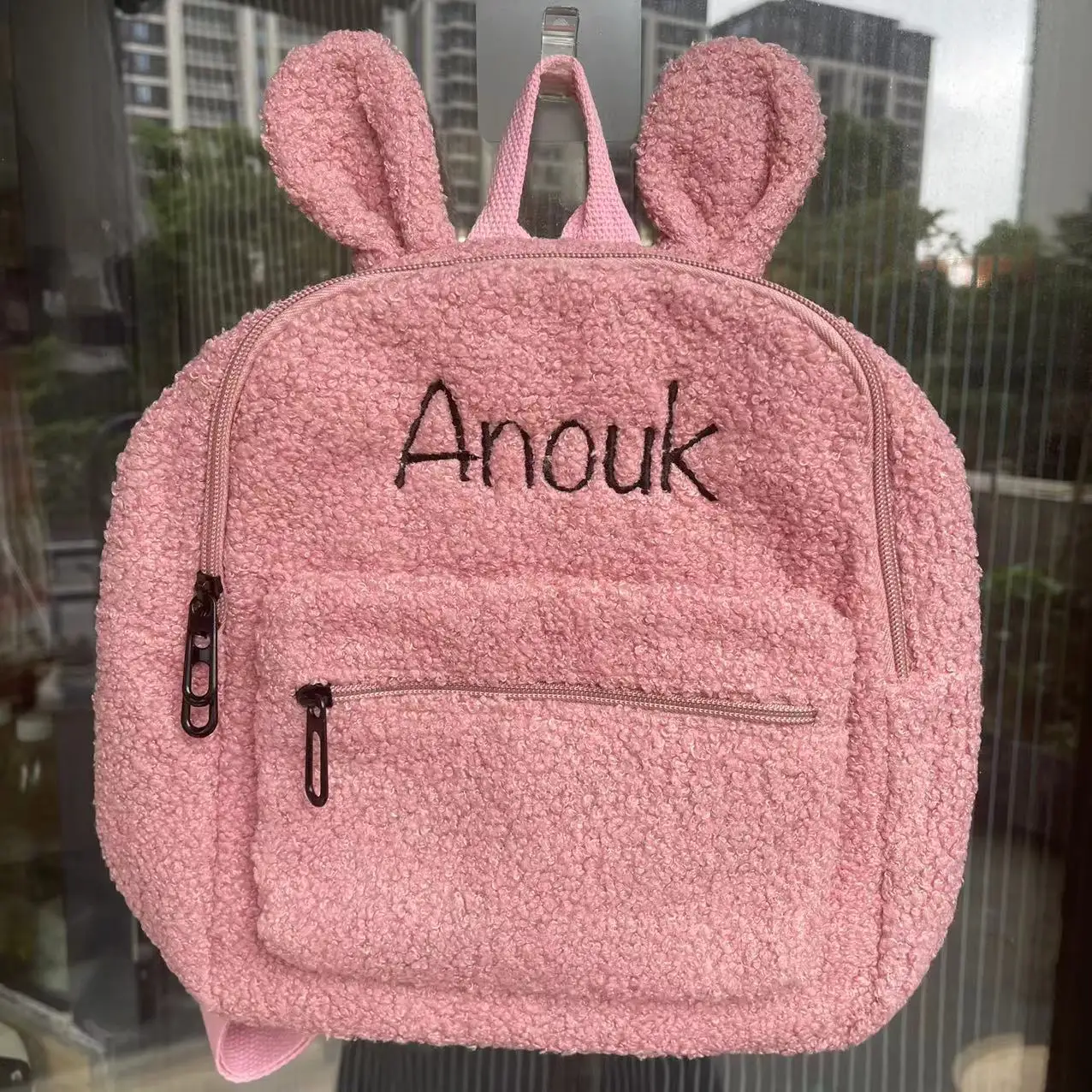

Personalised Embroidery Bear Backpack Embroidered Portable Children Travel Shopping Rucksack Women's Cute Bear Shoulder Backpack