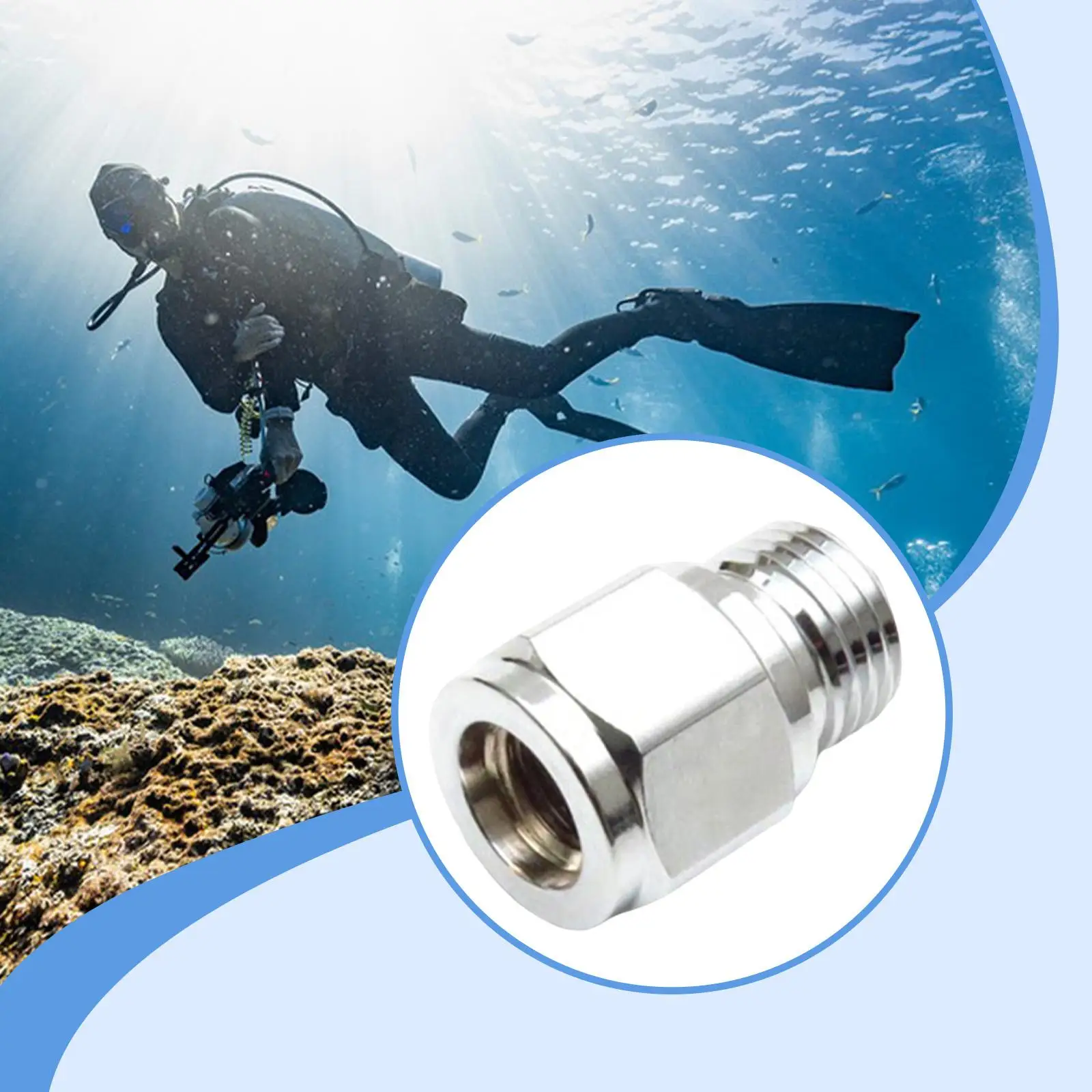 Scuba Supplies Connector Compact Brass 3 8 24 Female to 9 16 18 Male Diving Adaptor for Hose and Regulator