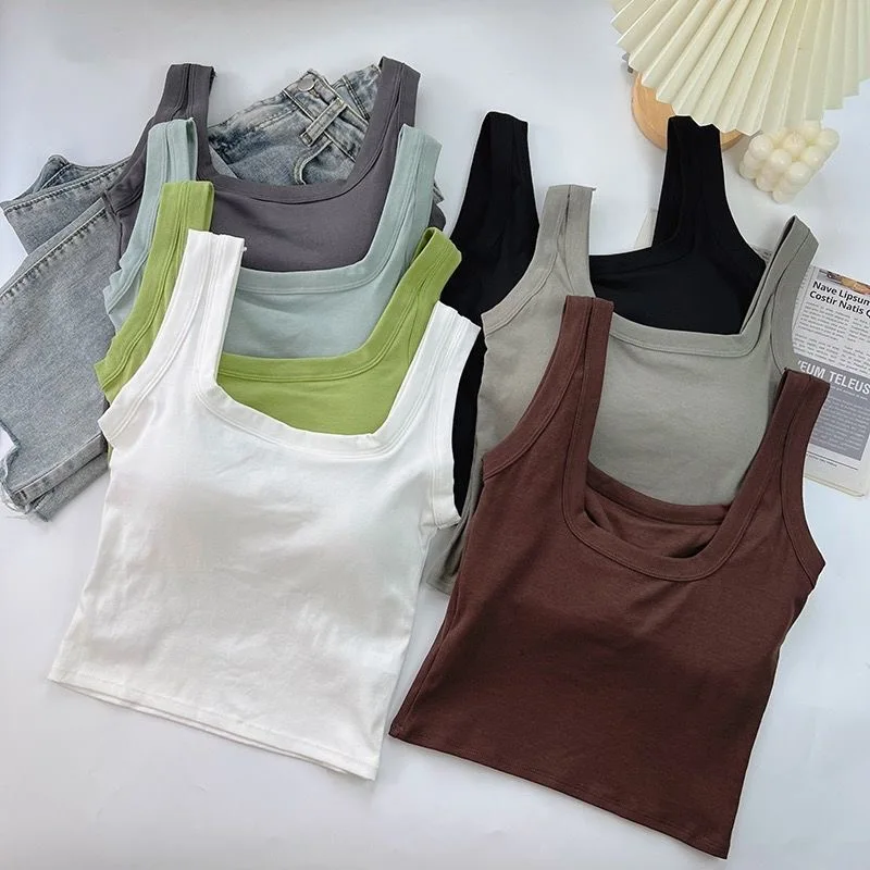 Pure Ribbon Chest Pad Cami Women clothes Autumn and Winter 2023 New Gyaru Sports Short Inner wear Top Bottoming Shirt