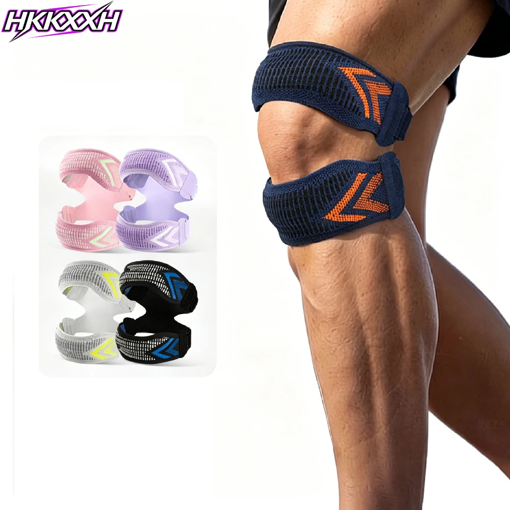 1 Stück Atmungsaktive Leichte Kniebandage mit Patella-Gelkissen, Verstellbarer Patellasehnen-Gurt zur Stoßdämpfung