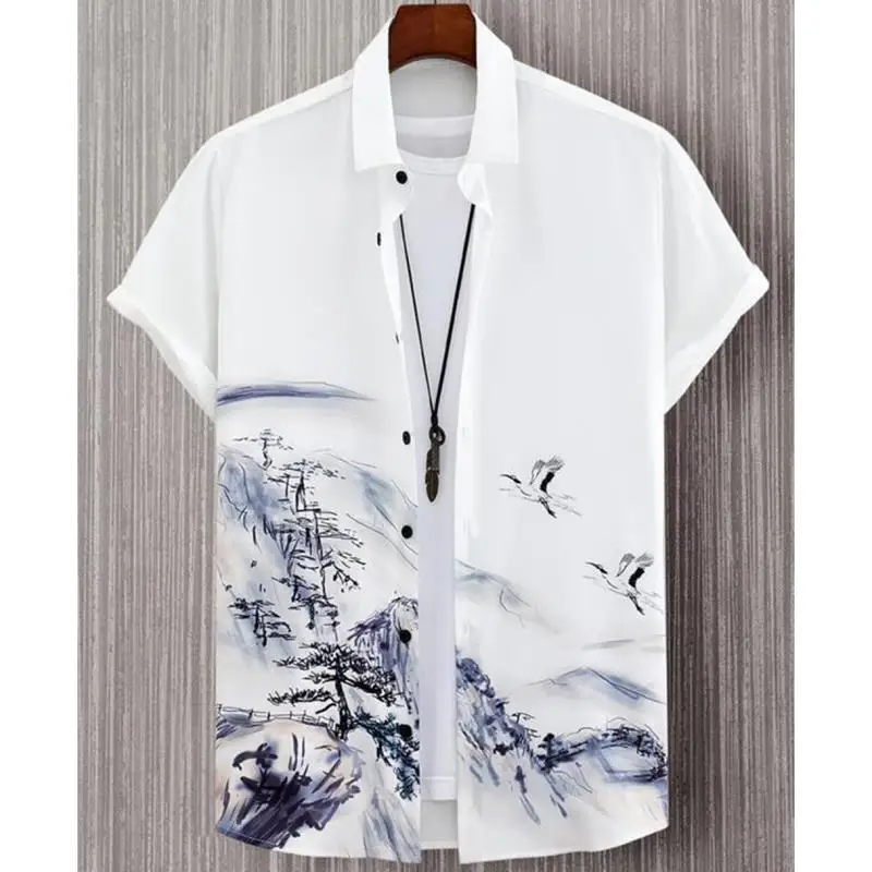 Oversized Hawaiian Simple Men\'S Shirt Fashion 3d Printed Casual Retro Top Loose Wear Every Day Short Sleeved Comfort 2023 Summer