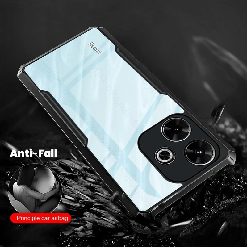 Clear Acrylic TPU Soft Frame Back Cover For Xiaomi Redmi 13 4G Case Camera Protect Coque Redmy 13 Redmi13 PocoM6 M 6 Poco M6 4G