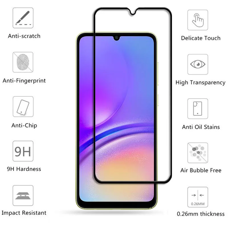 For Samsung Galaxy A05 Full Cover Tempered Glass for Samsung Galaxy A05 Screen Protector 9H Lens Film For Samsung Galaxy A05