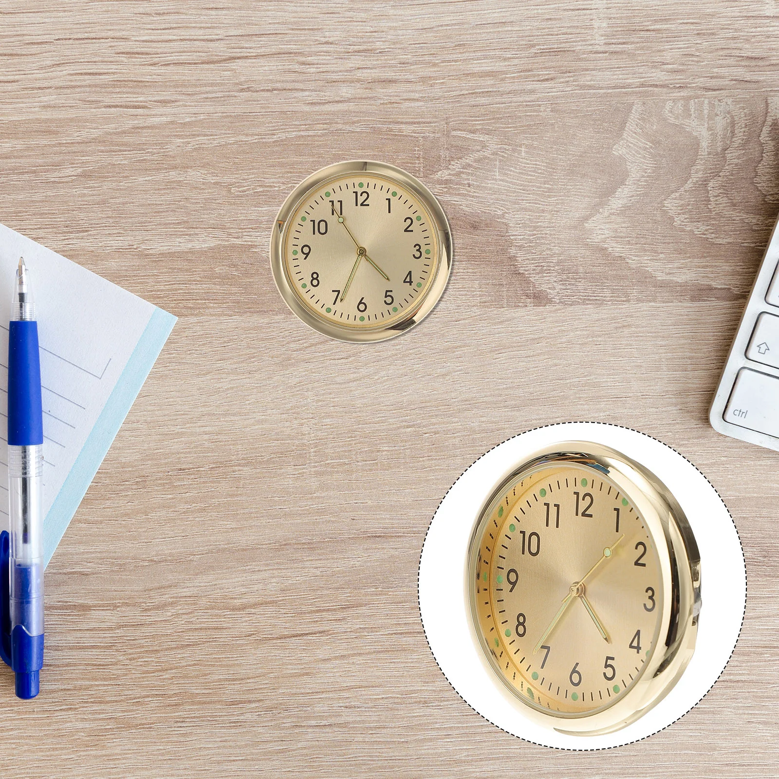 

Car Dashboard Clock Mini Automotive Timepiece Stick on Mountable Glass Steel Construction Compact Vehicle Clock for Workbench