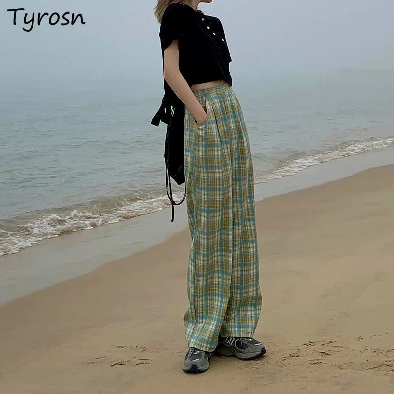 

Широкие брюки женские универсальные Harajuku свободная уличная одежда для студентов темпераментный дизайн модный клетчатый японский стиль винтажный простой