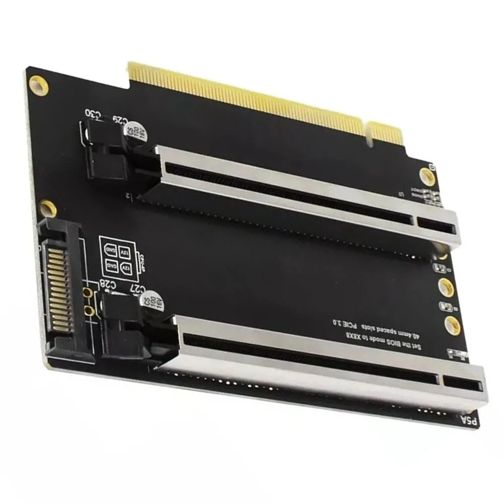 For PCIe 3.0 X16 To Dual For X8 Bifurcation Splitter Card With For SATA Power For For Gen3 Graphics SSD Network Adapter Expansio