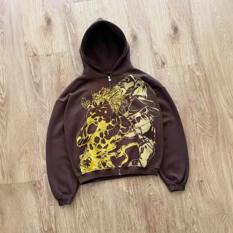 

European and American Casual Hooded Men's and Women's Printed Hoodie Autumn and Winter New Loose Casual Jacket Female Clothing