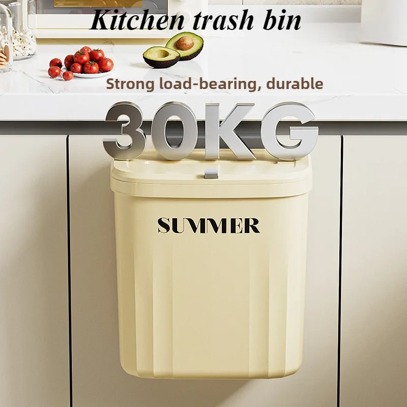 Kitchen Trash Can Wall Mounted Hanging Trash Bin With Lid Garbage Can For Cabinet Under Sink Waste Garbage Compost Bin