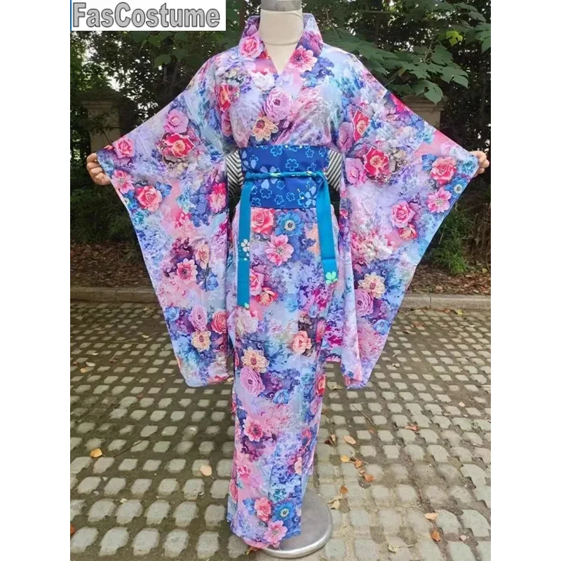 

Cross Border Japanese Traditional Women's Formal Yukata Long Loose and Sexy Kimono Nano Mulberry Silk Fashionable Nightgown