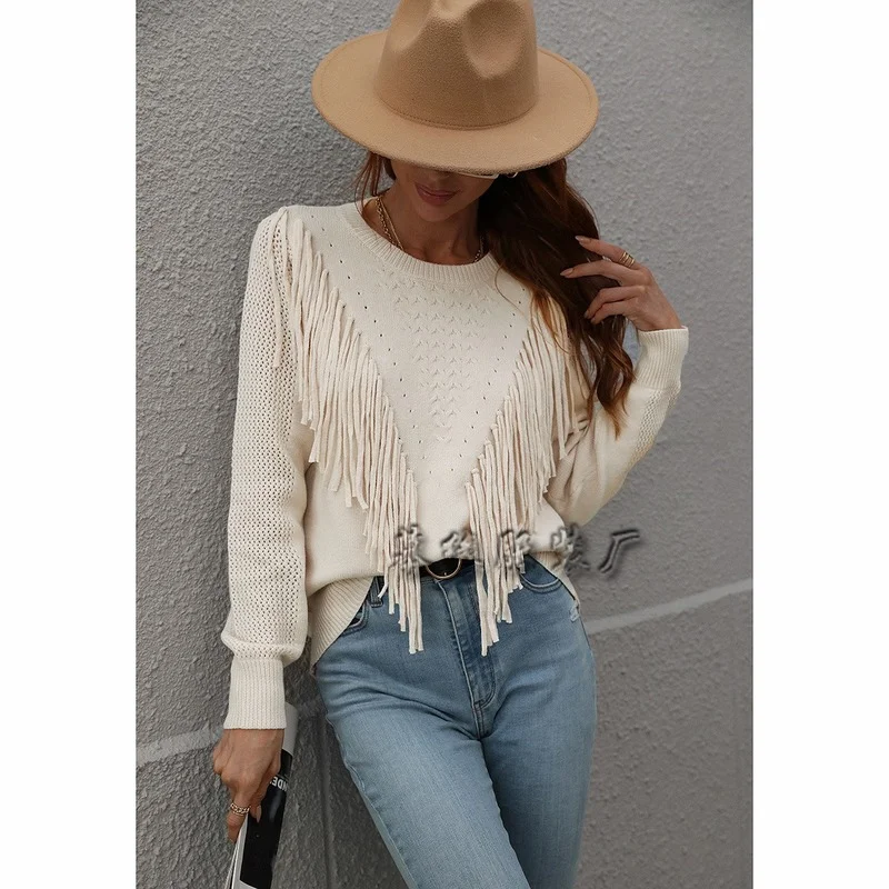 Fashion Women Sweater Autumn Winter Coat Warmth Loose Long Sleeve Top Fringed Sweater Jacket Free Shipping Leisure Y2K New