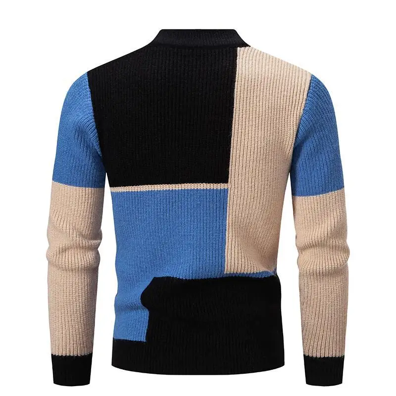 High Quality Men's New Autumn and Winter Casual Warm Neck Sweater Knit Pullover Warm Korean Youth Fashion Casual Top