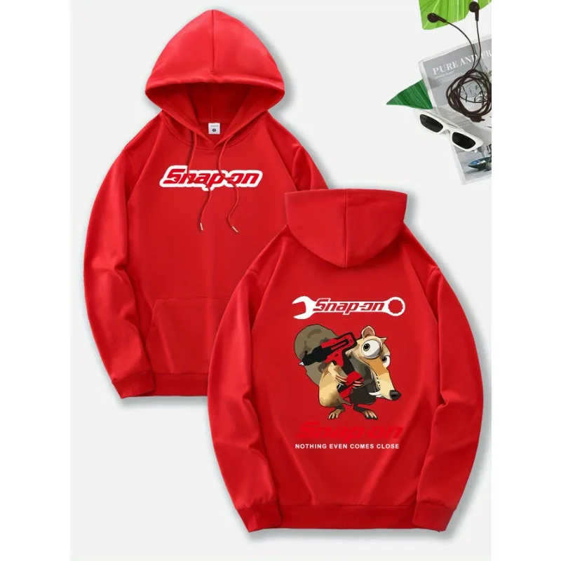 Snap On's New Men's Fashionable Hoodie with a Casual Front Pocket and a Slightly Elastic Drawstring, Suitable for All Seasons