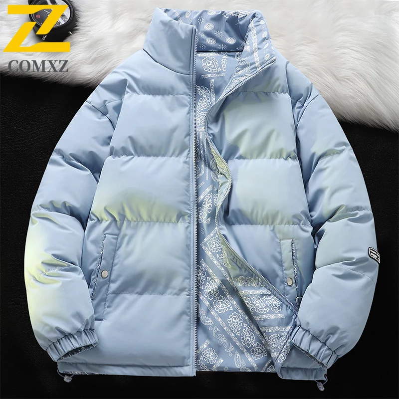 

2025 Both Sides Cotton Jacket Men Winter Premium Casual Stand Collar Thickened Puffer Coat Outdoors Adventure Windproof Parkas