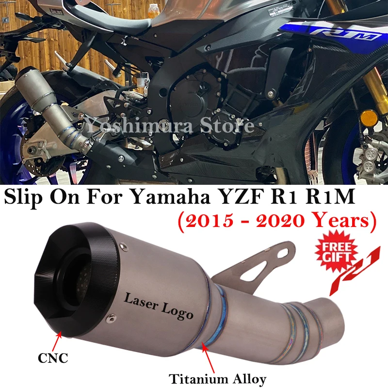 Titanium Alloy Slip On For Yamaha YZF R1 2019 R1M 2015 - 2020 Motorcycle Exhaust Pipe Escape Modified Middle Link Pipe Muffler