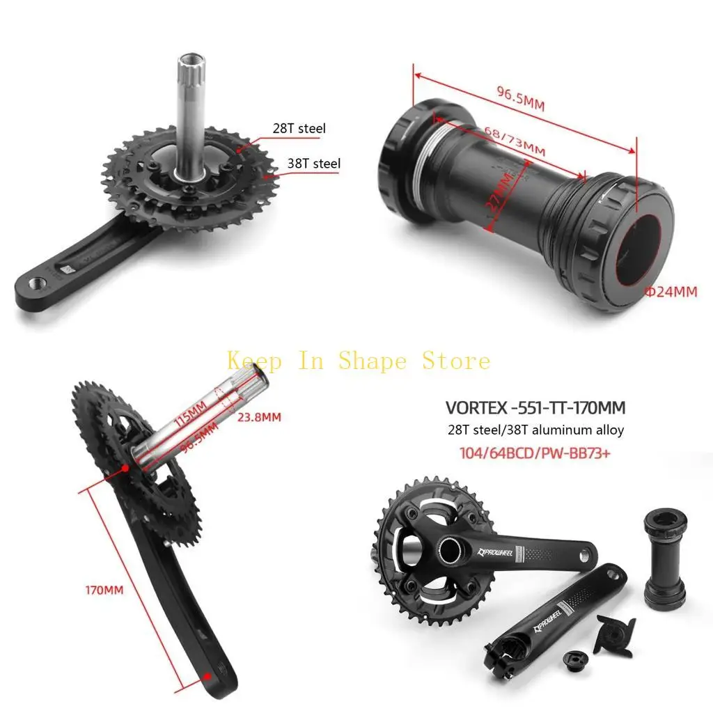 

U1JC MTB 28/38T — круглая звездочка для горного велосипеда, односкоростное кольцо цепи 104BCD, сверхлегкая шатунная система