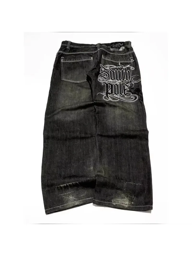 Amerikaanse Y2K Street Trend Brief Geborduurde Losse Jeans Mannen Harajuku Nieuwe Hip Hop Oversized Wijde Broek Unisex Dweilen Jeans - afbeelding 2