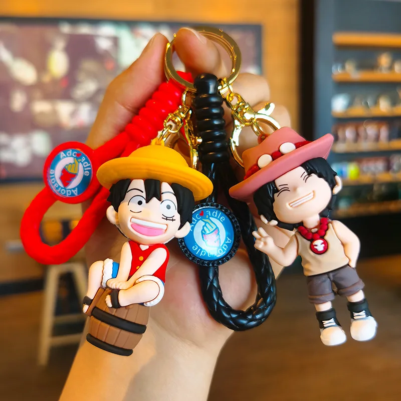 Anime Cartoon One Piece Keychain Luffy Sauron Nami Chopper Silicone Cute Car Keyring Pendant Birthday Toys Gifts