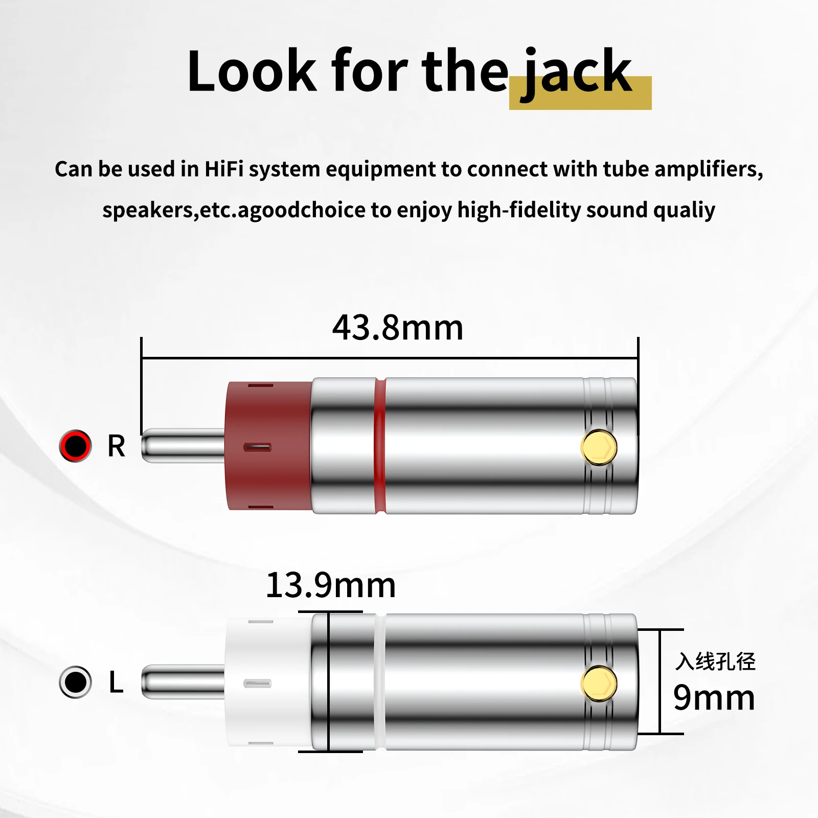 4PCS RCA Plug Star Line Shape Silver Plated Copper HIFI Audio Cable Connector