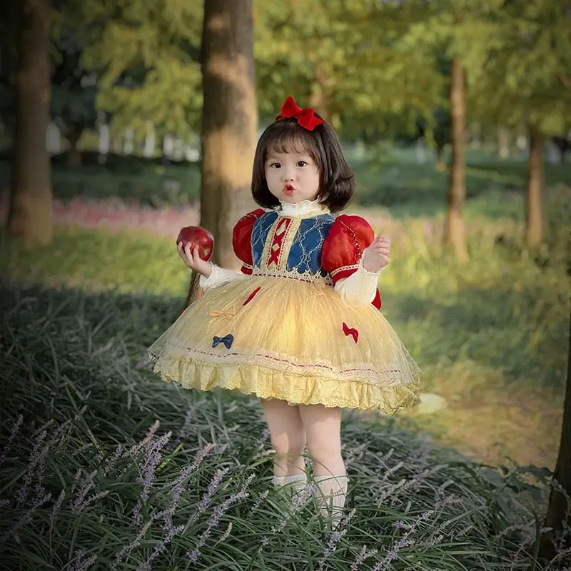 Eid Girl Snow White Dress Children Costume Baby Princess Dress Accessories Kids Birthday Party Christmas Halloween Clothes