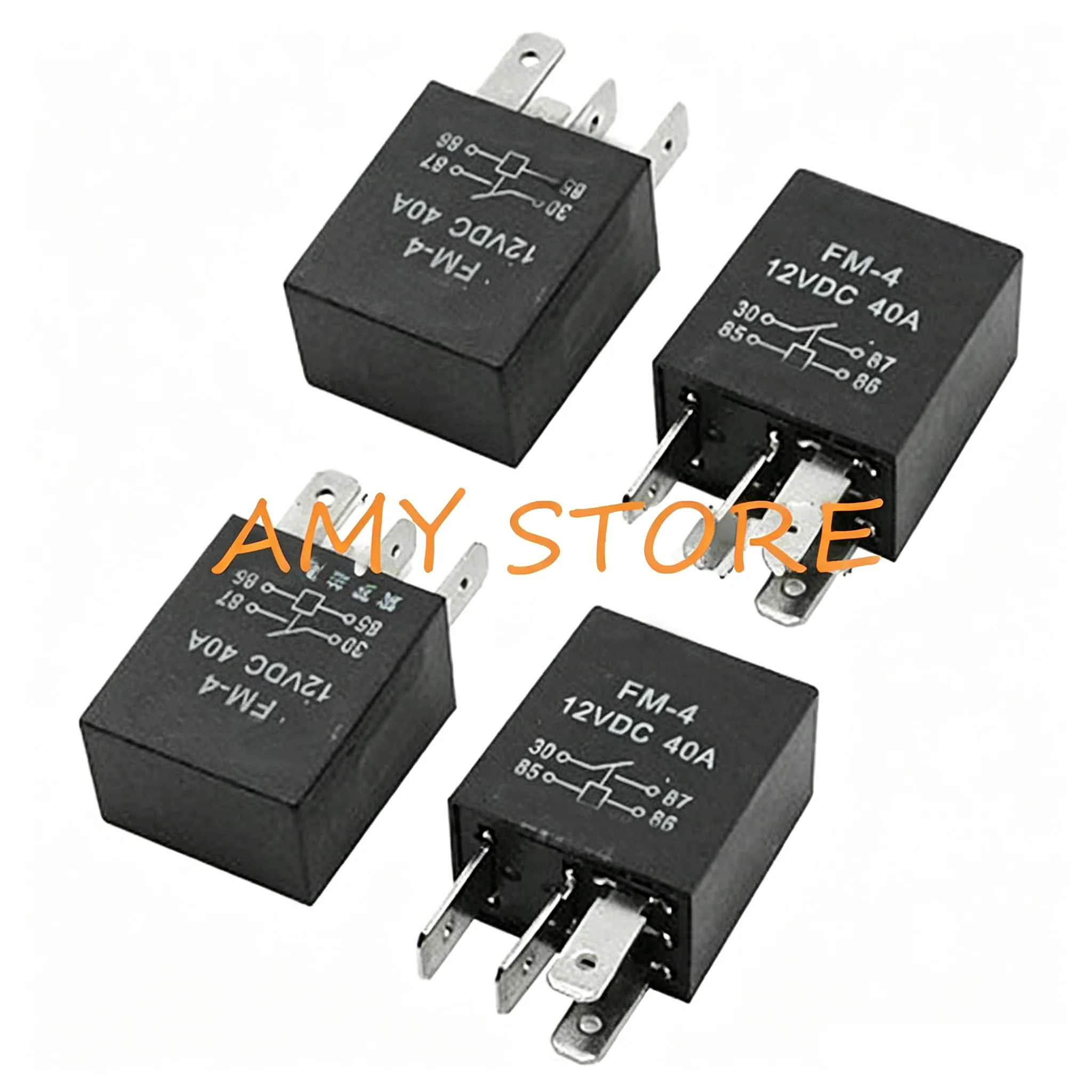 4pcs Automotive Auto Car Truck SPST Single Pole Single Throw Relay 4 Pin 40A DC 12V 24V FM-4 or with Socket